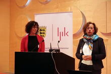 Dr. Judith Arnscheid  (KJP-Ausschuss) und Dorothea Groschwitz (LPK-Vorstandsmitgleid) 