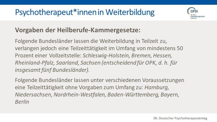 Psychotherapeut*innen in Weiterbildung Vorgaben HBKG